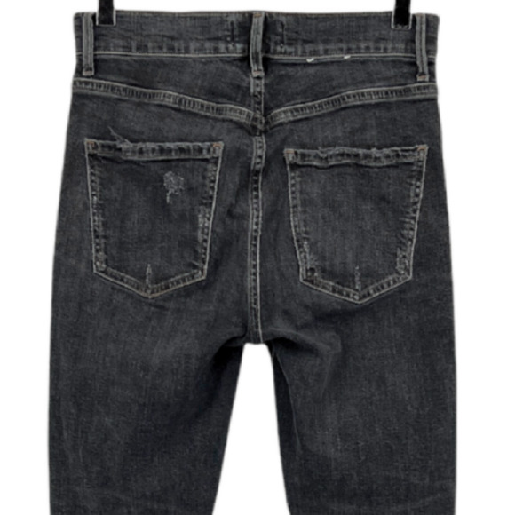 Agolde Gray High Rise Distressed Released Raw Hem Skinny Jeans Size 24 - Picture 4 of 10